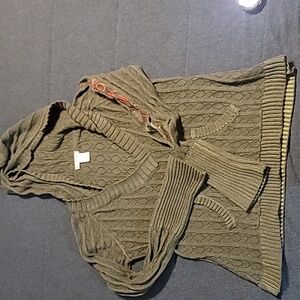 Olive Green DKNY Hooded Sweater Size L Y2K Vibes